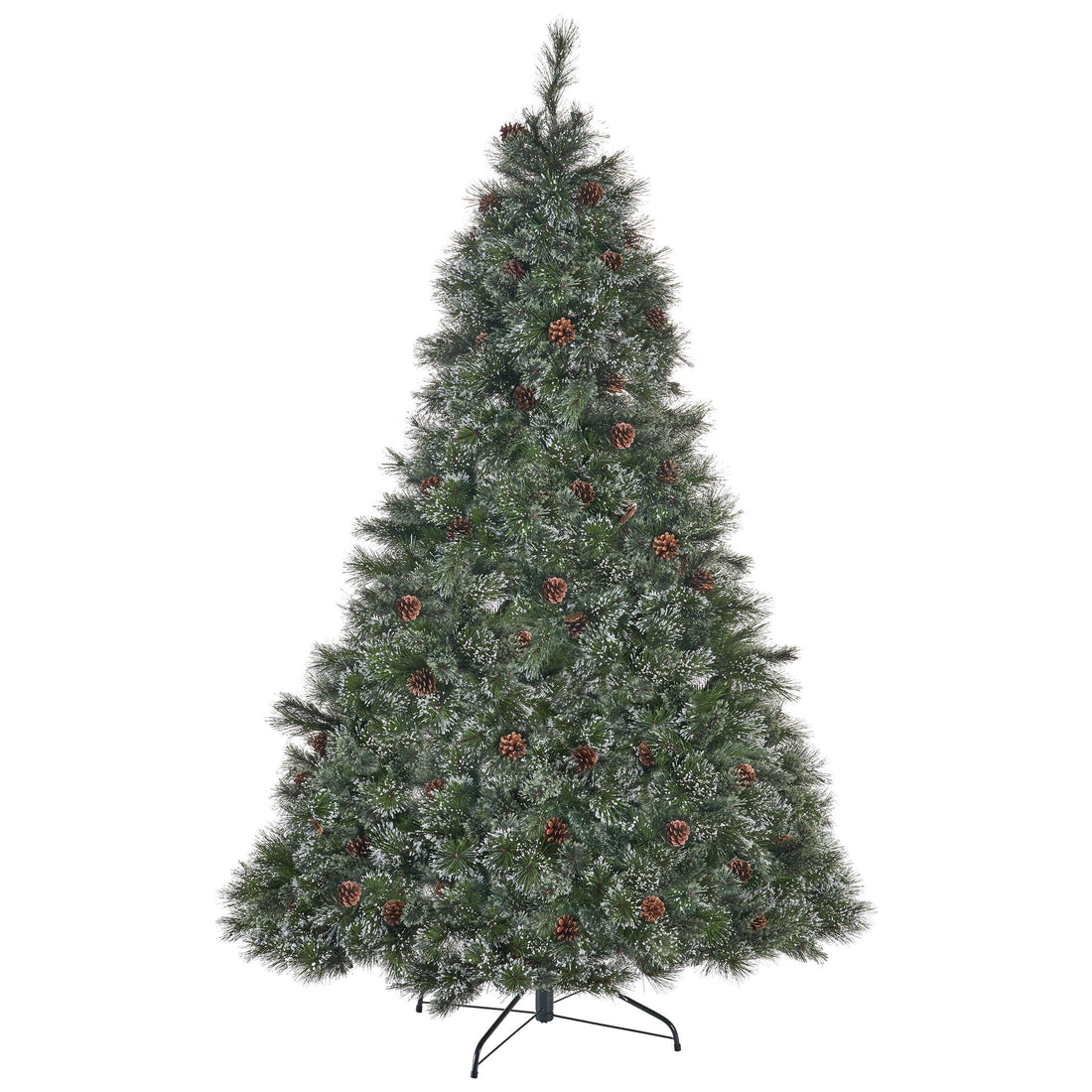 9' Cashmere and Snow Bristle Mixed Tree with 105 Pine Cones and 1200Clear Lights-UL,2317tips,Dia:69