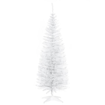 5' Artificial Pencil Christmas Tree, Slim Xmas Tree with 294 Realistic Branch Tips and Plastic Stand, White