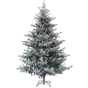 7.5ft Nordic Pine Artificial Christmas Tree with 1218 Snow Flocked Tips, Foldable Metal Stand, Easy Assembly, Hinged Xmas Tree for Home Office Holiday