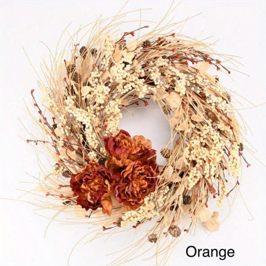 24 inch Fall Wreaths for Front door Berry wreath Door wreath with Tea Leaf Wreath Halloween