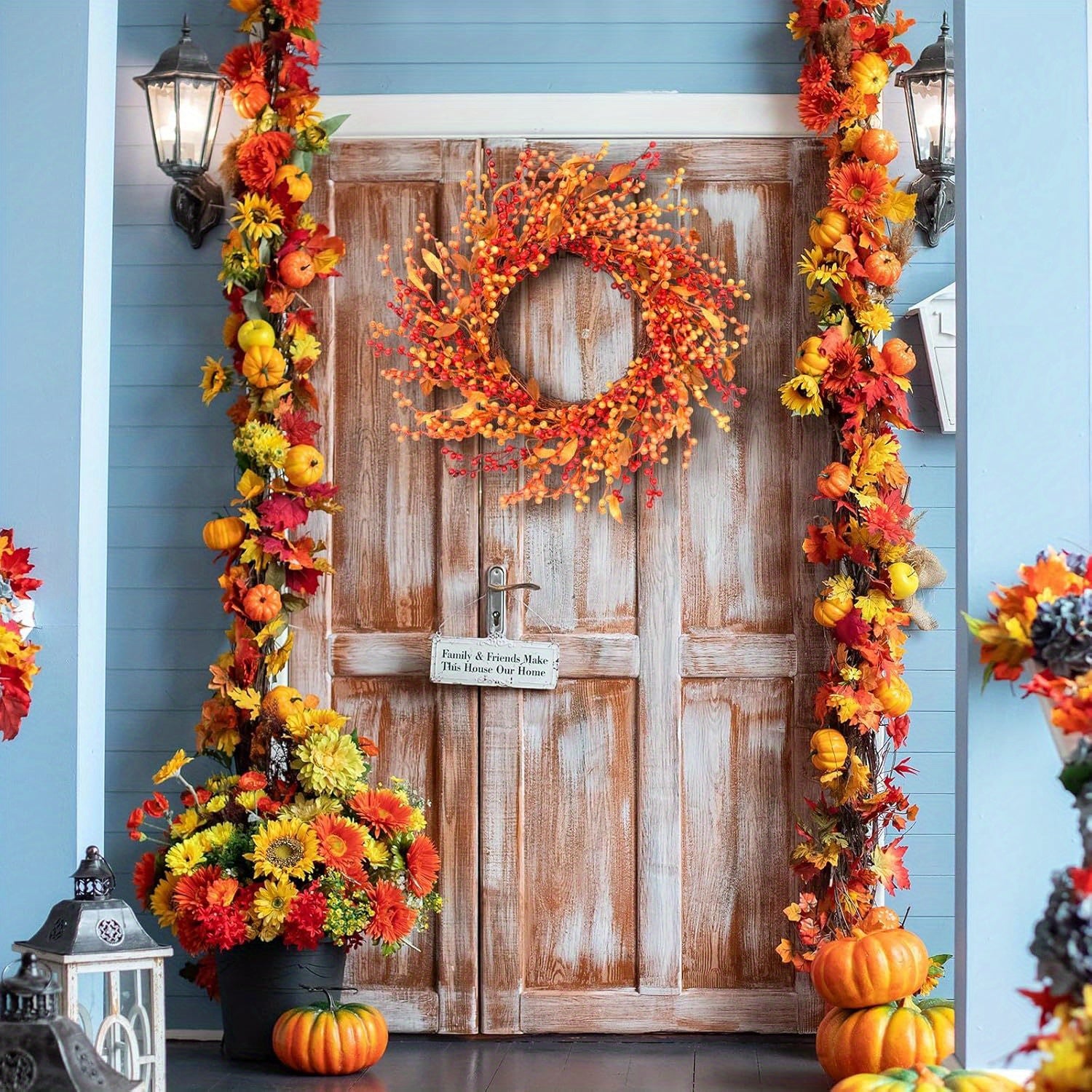 On sale Burnt Orange Halloween Glass Garland and Tree Topper Seasons of Cannon Falls