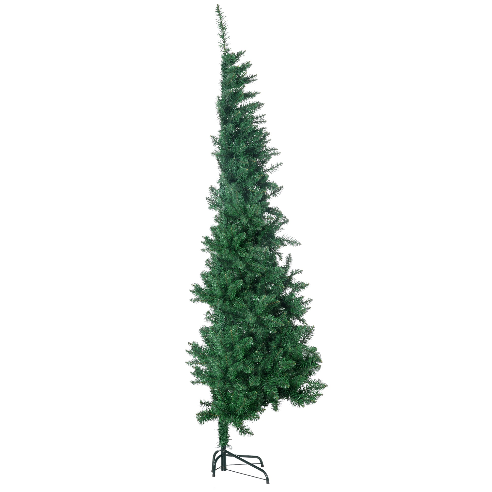 7ft Half Artificial Christmas Tree Holiday Décor with 520 Branches, Auto Open, Steel Base, Green