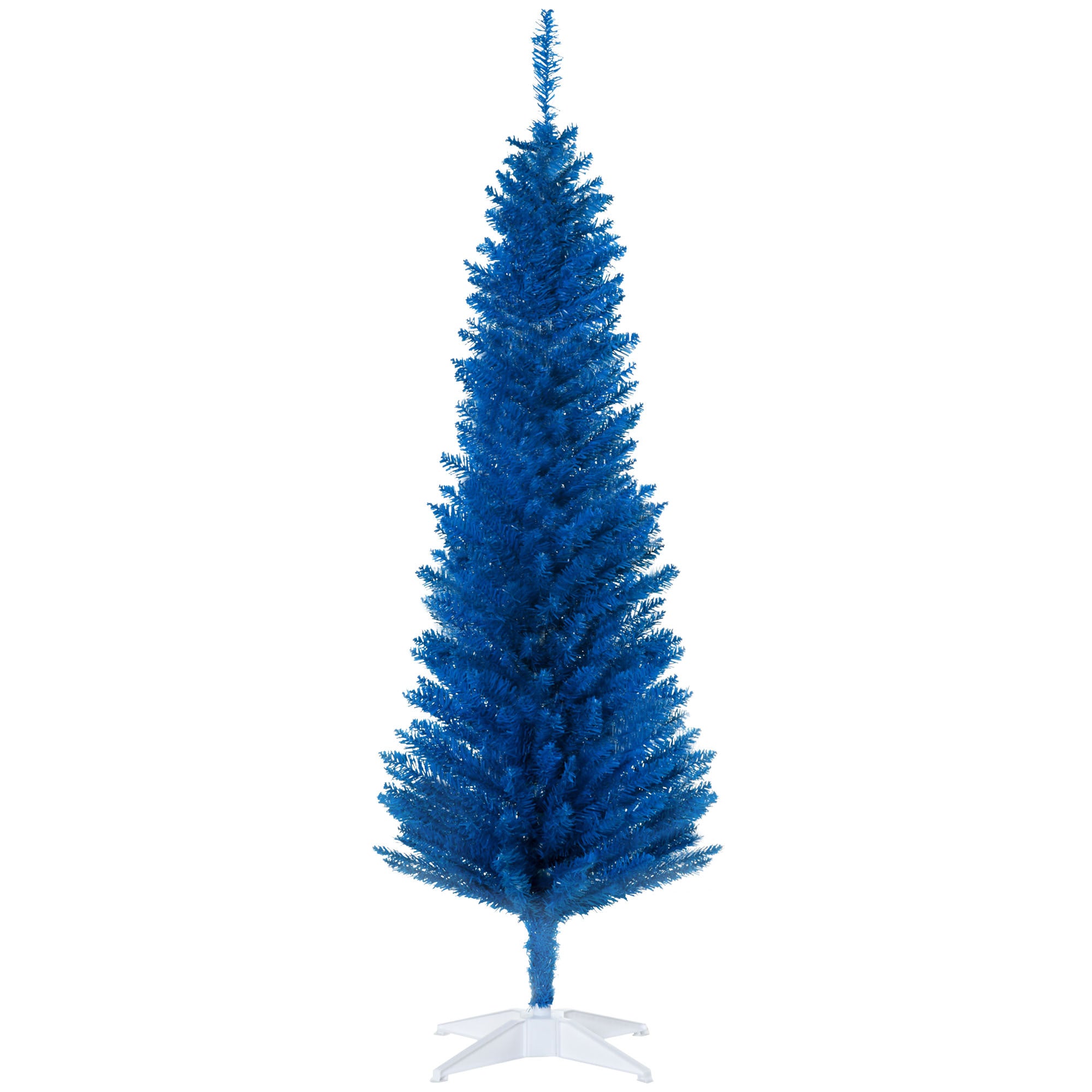 5' Artificial Pencil Christmas Tree, Slim Xmas Tree with 294 Realistic Branch Tips and Plastic Stand, Blue