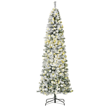 7.5ft Pre-Lit Snow-Flocked Slim Douglas Fir Artificial Christmas Tree with Realistic Branches, 350 LED Lights and 641 Tips