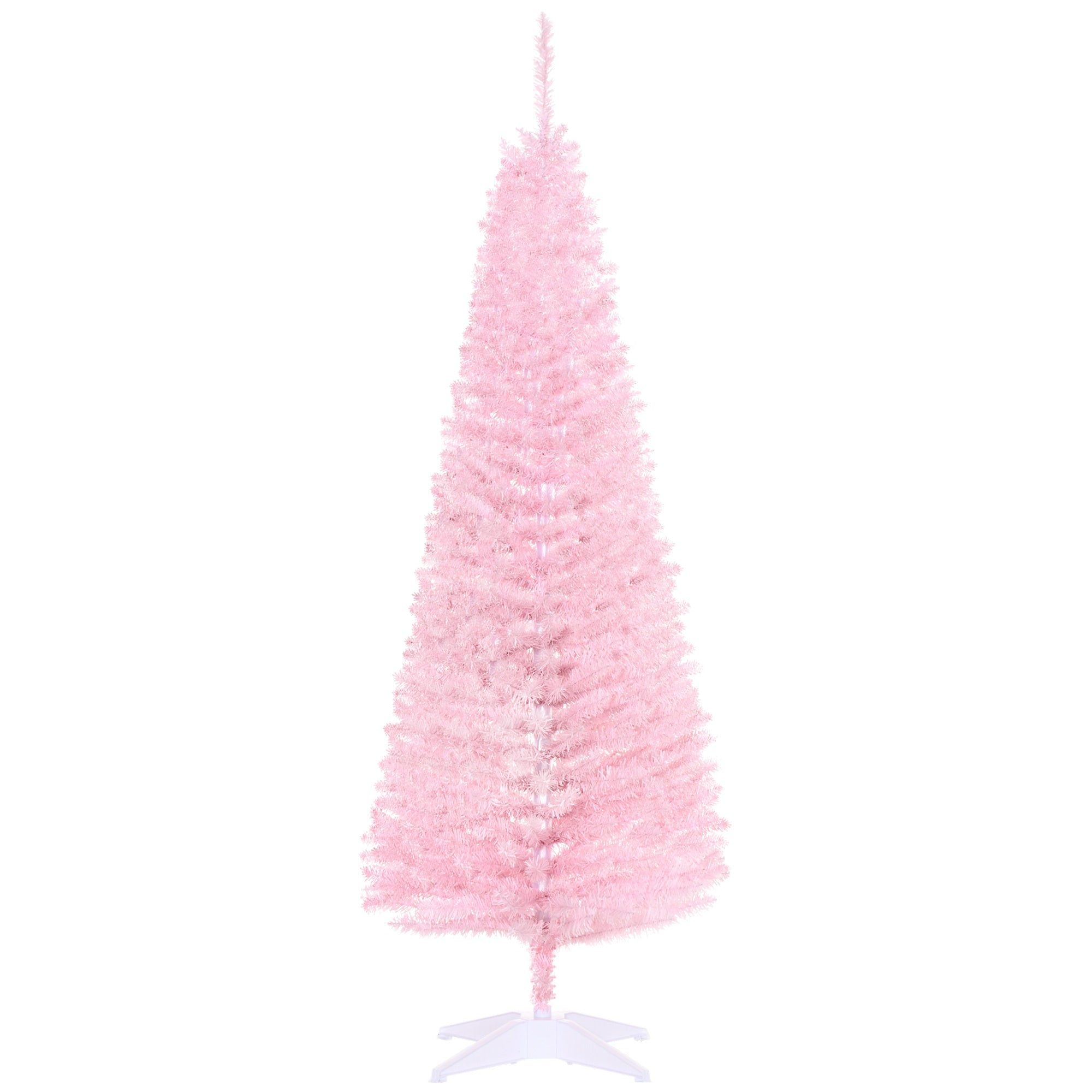 5' Artificial Pencil Christmas Tree, Slim Xmas Tree with 294 Realistic Branch Tips and Plastic Stand, Pink