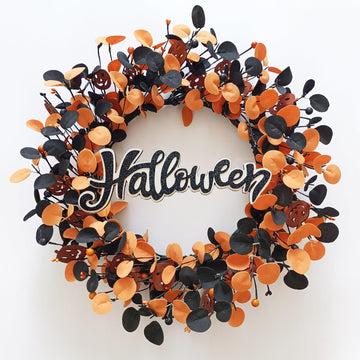 Halloween Wreaths for Front Door,22 inch Pumpkin Wreath Fall Decorations for Home Winter Decor