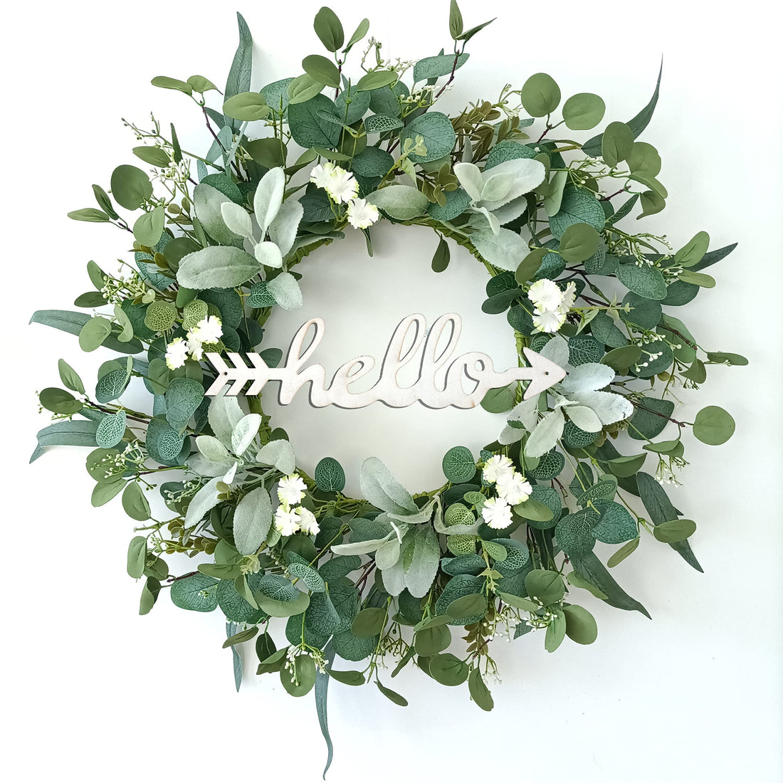 Winter Wreaths for Front Door, 22 Inch White Christmas Wreath with Pinecones and Berries Eucalyptus Wreath for Fireplace Xmas Decorations,Front Porch Decor and Wall Window Decor