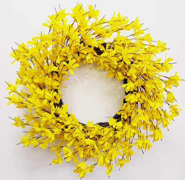 Yellow Forsythia Door Wreath - 24" Summer Farmhouse Decoration