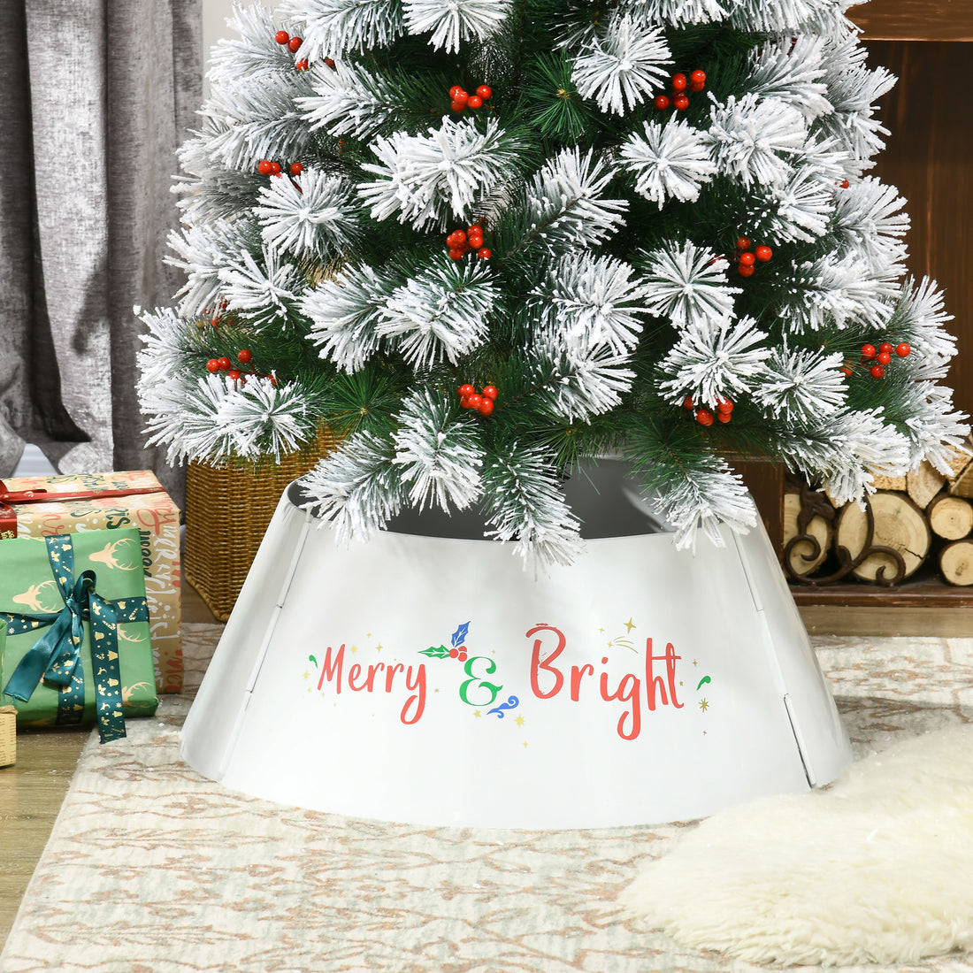 26 Inch Christmas Tree Collar Ring, Stand Cover for Decor, White