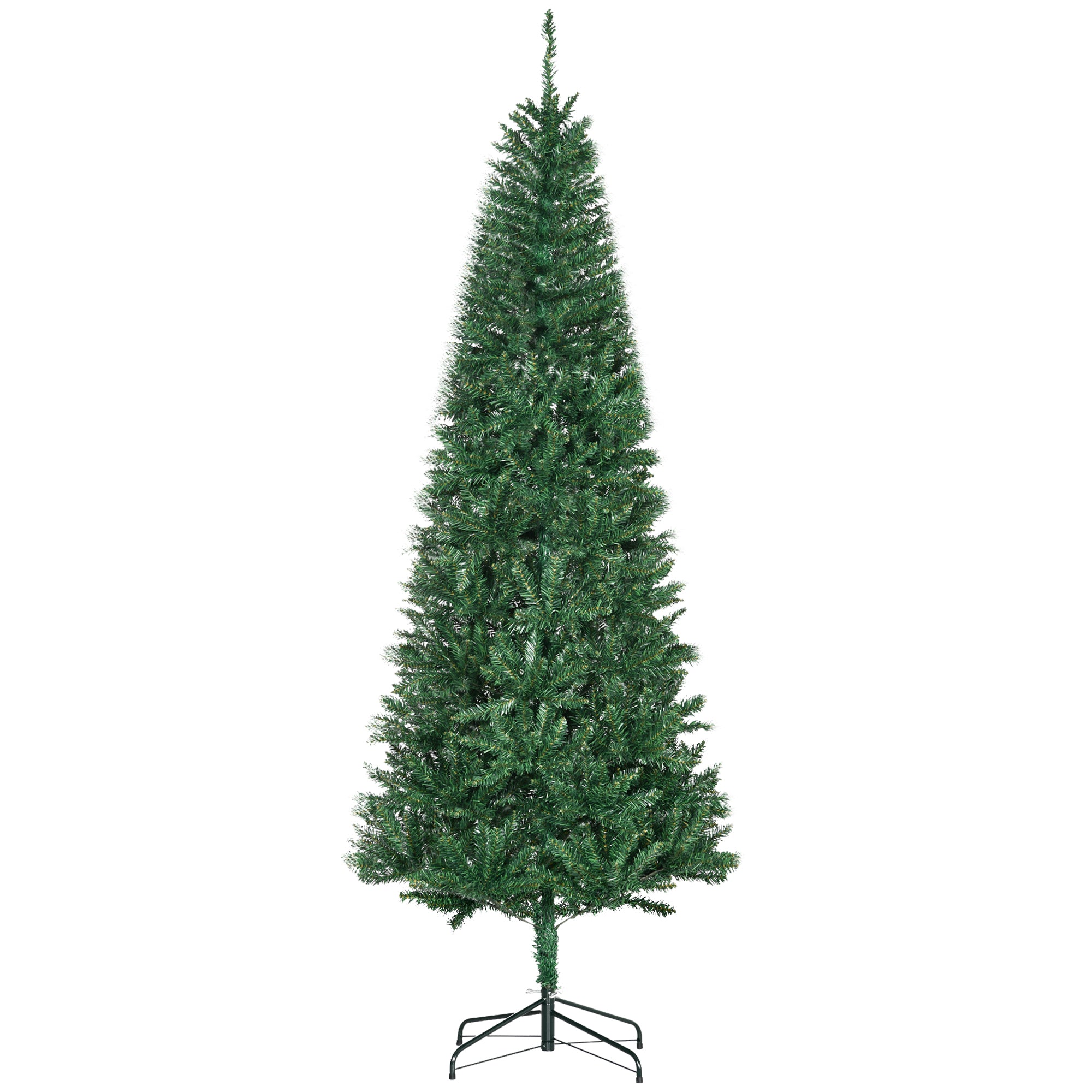 7' Tall Unlit Slim Fir Artificial Christmas Tree with Realistic Branches, and 865 Tips, Green